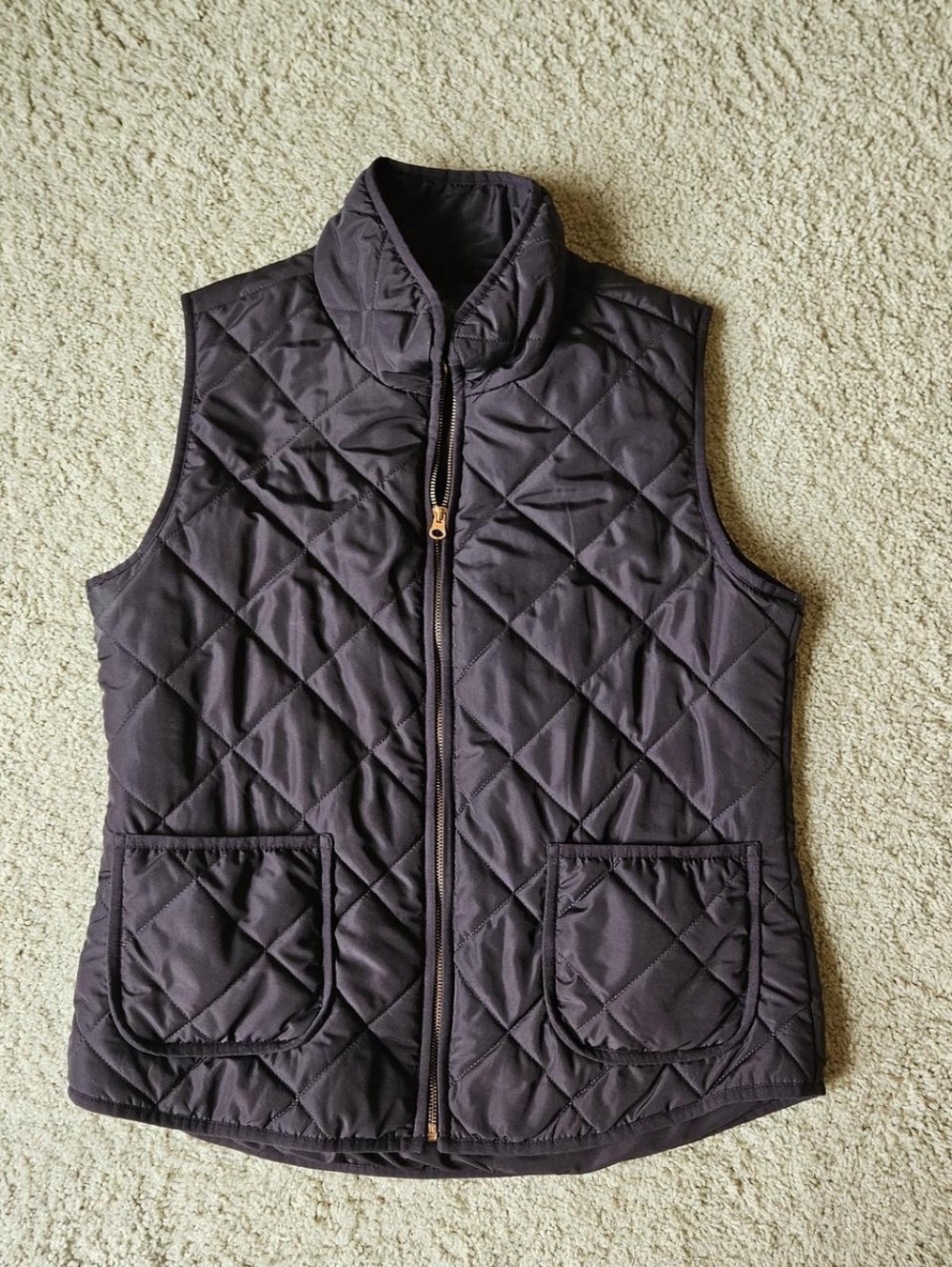 Market & Spruce Quilted Purple Stand-Collar Vest